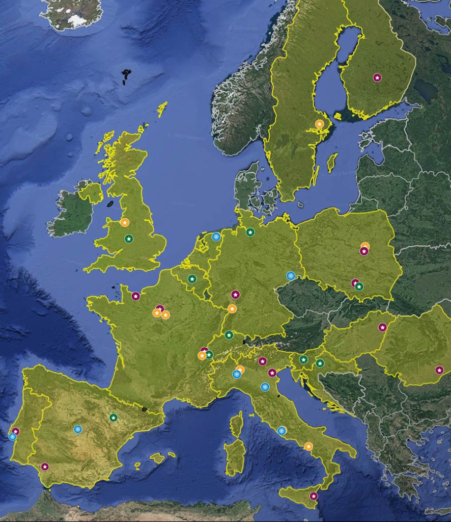 project map (participants, facilities) - Europe