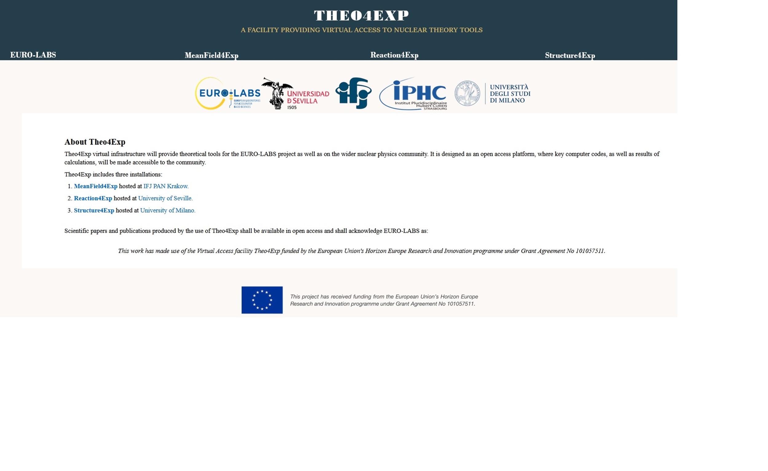 Photo showing the THEO4EXP web page