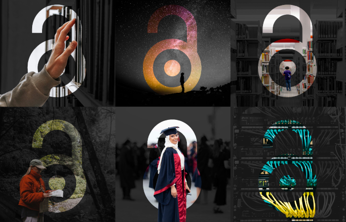 logo con il lucchetto aperto dell'open science in diversi colori