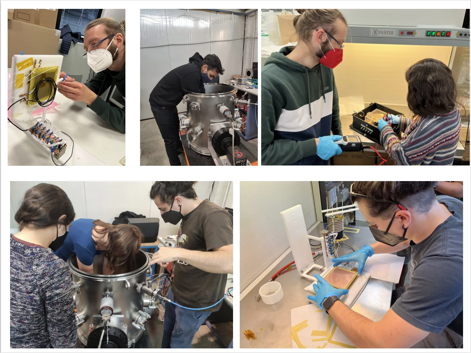 GSSI researchers assembling and testing the MANGO detector